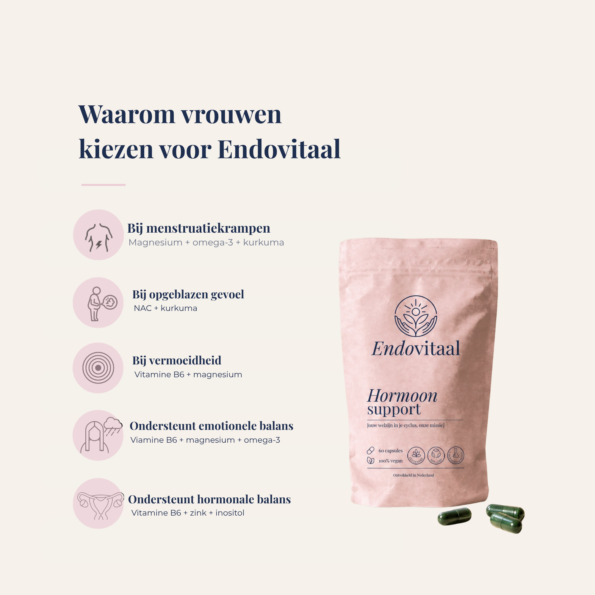 Supplement voor vrouwen met hormonale klachten
